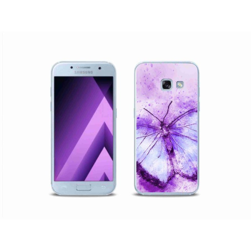 Gelový kryt mmCase na mobil Samsung Galaxy A3 (2017) - fialový motýl