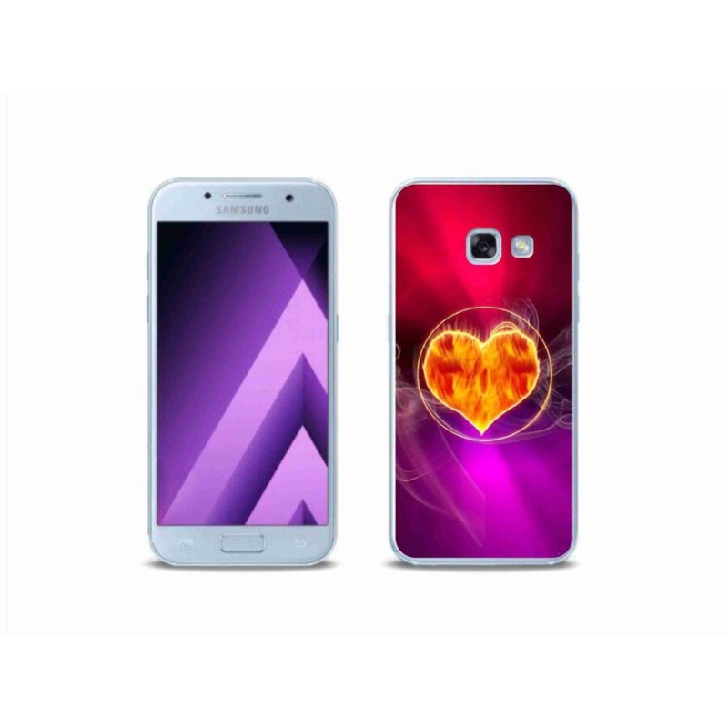 Gelový kryt mmCase na mobil Samsung Galaxy A3 (2017) - ohnivé srdce