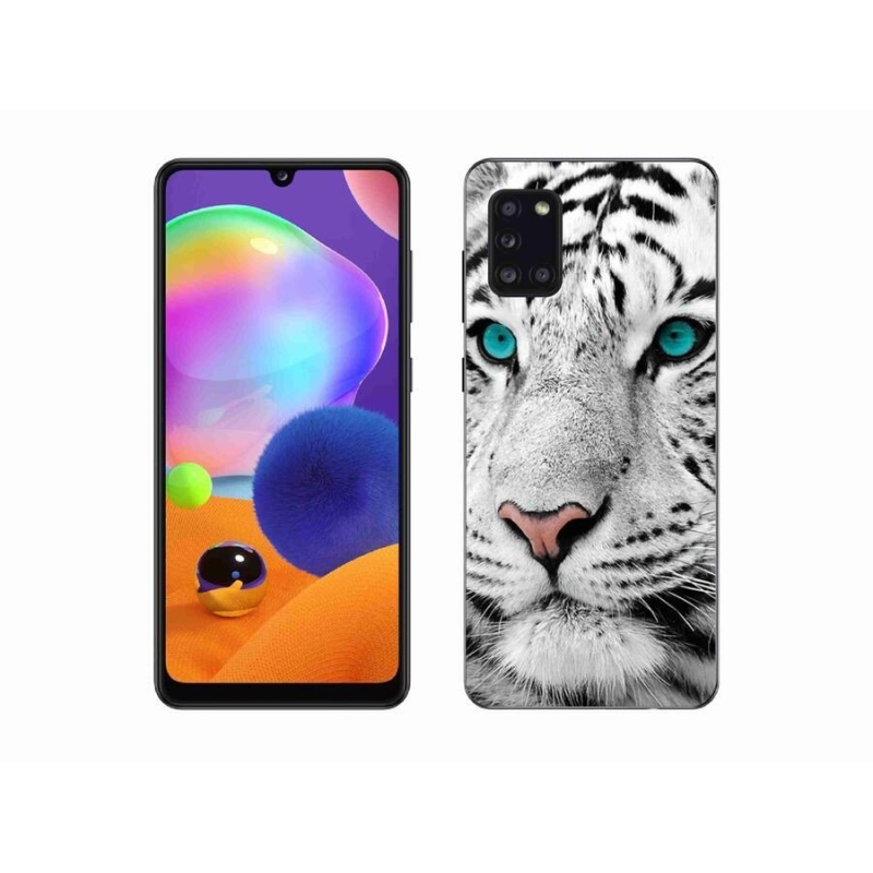 Gelový kryt mmCase na mobil Samsung Galaxy A31 - bílý tygr