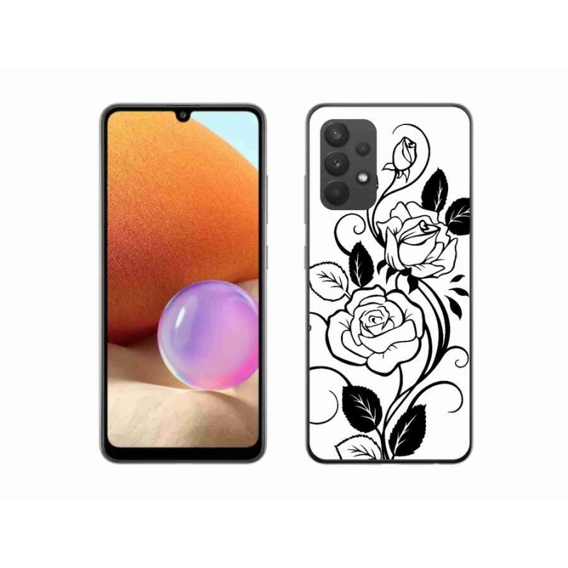 Gelový kryt mmCase na mobil Samsung Galaxy A32 4G - černobílá růže