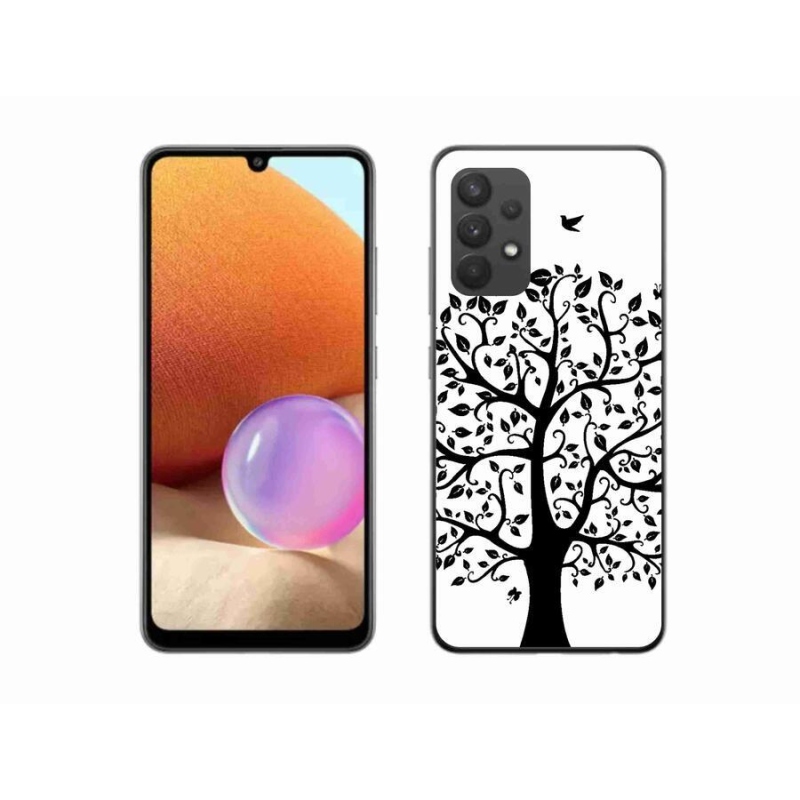 Gelový kryt mmCase na mobil Samsung Galaxy A32 4G - černobílý strom