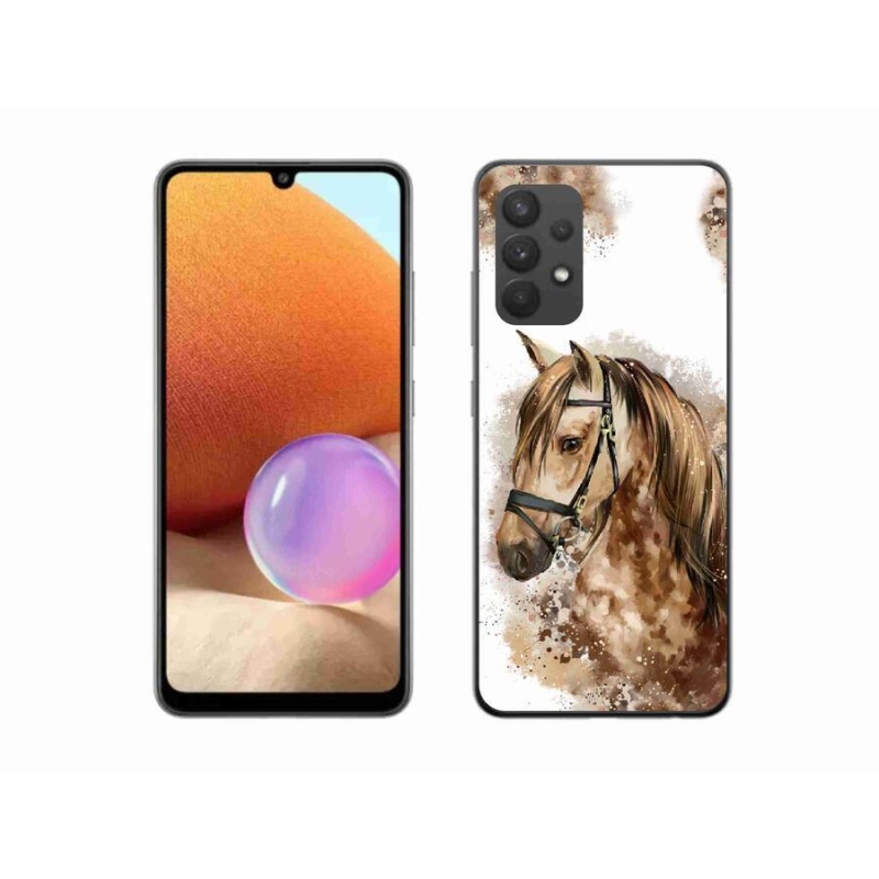 Gelový kryt mmCase na mobil Samsung Galaxy A32 4G - hnědý kreslený kůň
