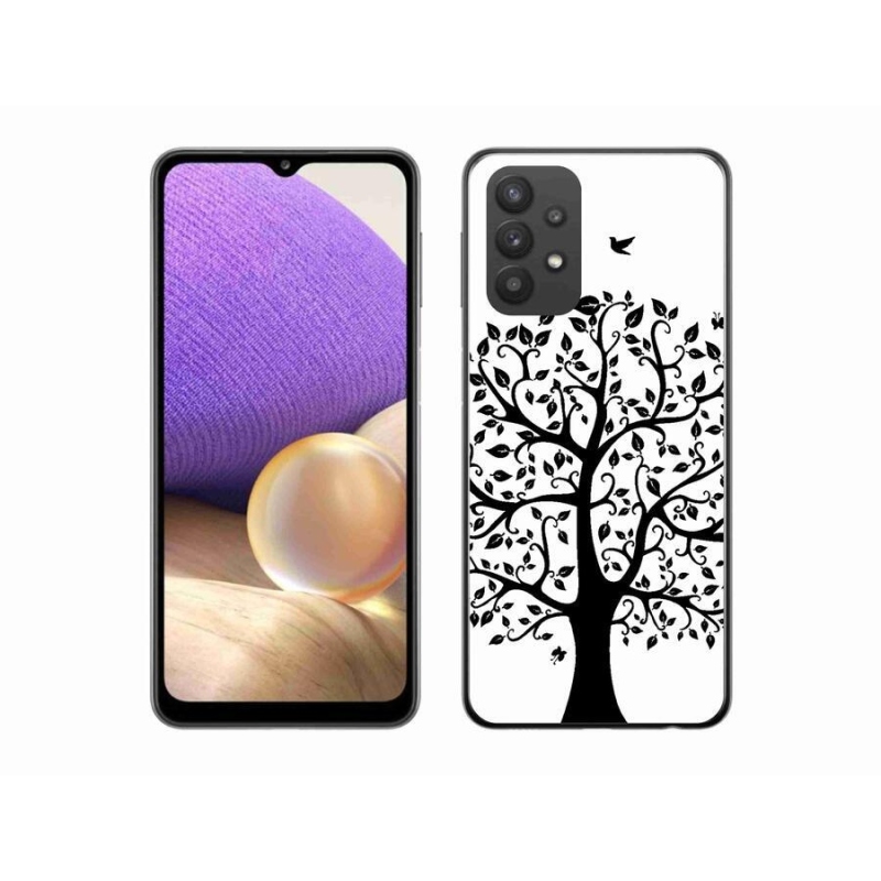 Gelový kryt mmCase na mobil Samsung Galaxy A32 5G - černobílý strom