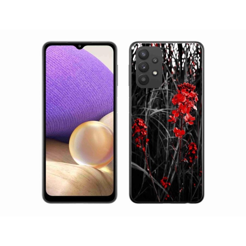 Gelový kryt mmCase na mobil Samsung Galaxy A32 5G - červená rostlina