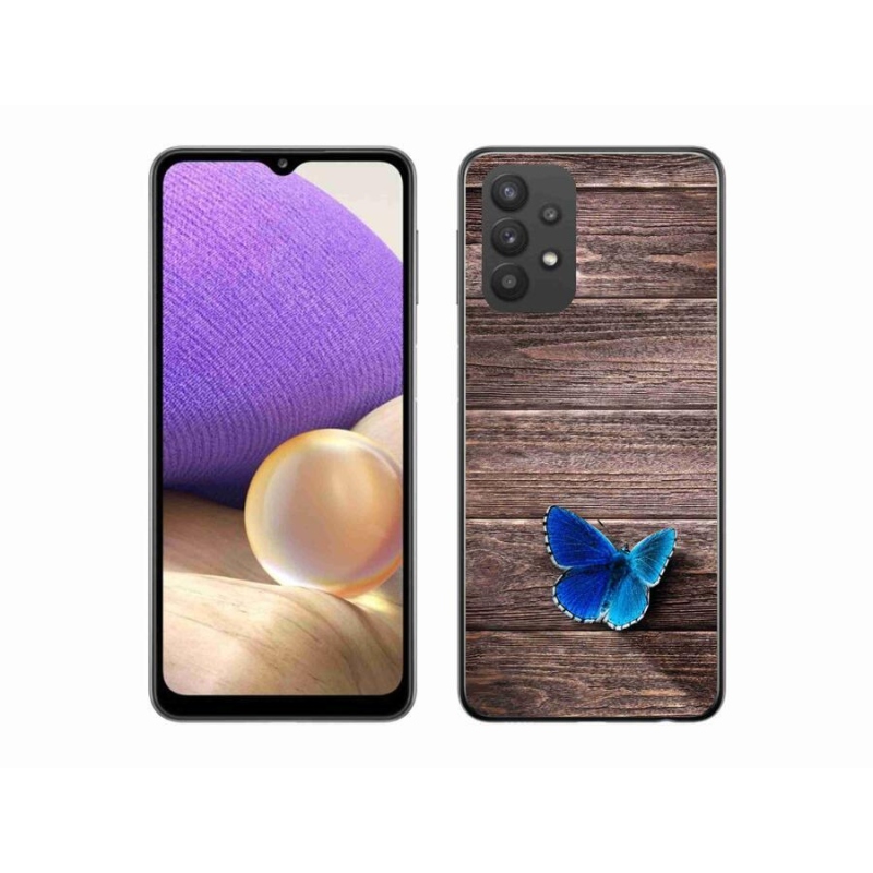 Gelový kryt mmCase na mobil Samsung Galaxy A32 5G - modrý motýl 1
