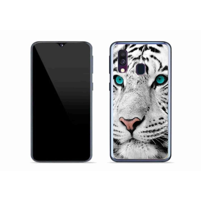 Gelový kryt mmCase na mobil Samsung Galaxy A40 - bílý tygr