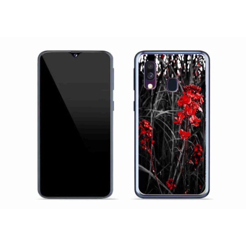 Gelový kryt mmCase na mobil Samsung Galaxy A40 - červená rostlina