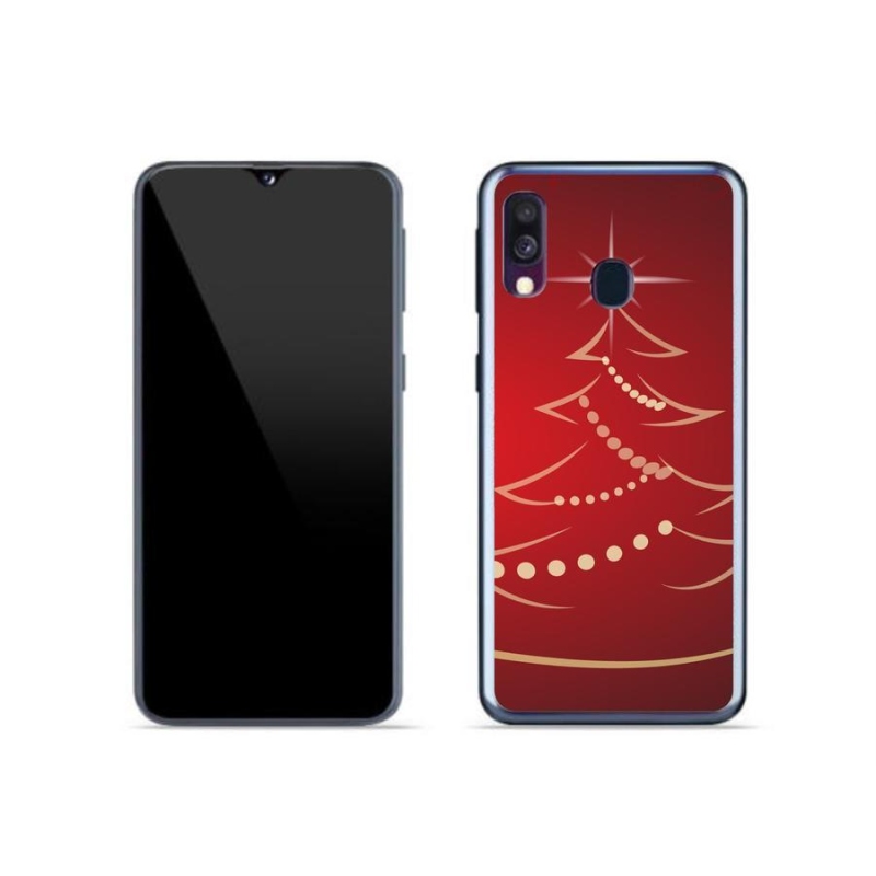 Gelový kryt mmCase na mobil Samsung Galaxy A40 - kreslený vánoční stromek