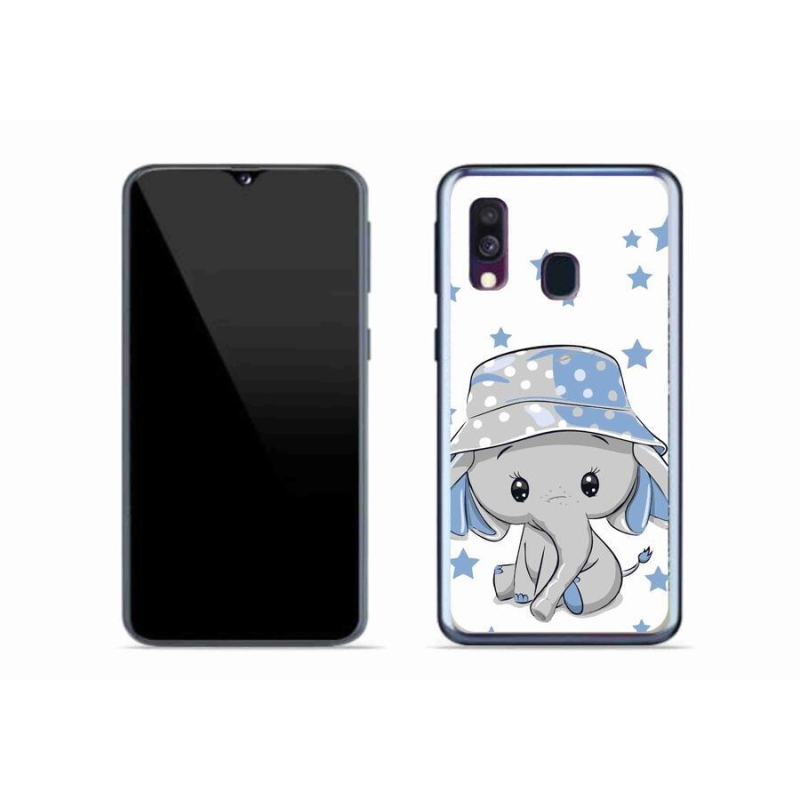 Gelový kryt mmCase na mobil Samsung Galaxy A40 - modrý slon