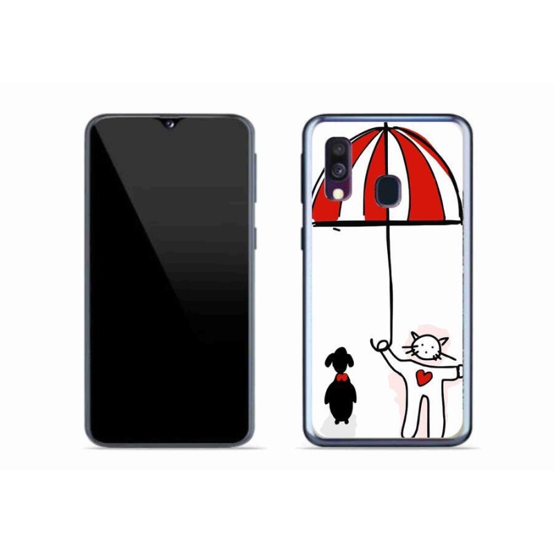 Gelový kryt mmCase na mobil Samsung Galaxy A40 - pejsek a kočička