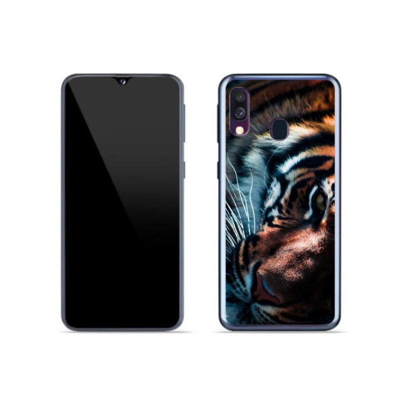 Gelový kryt mmCase na mobil Samsung Galaxy A40 - tygří pohled