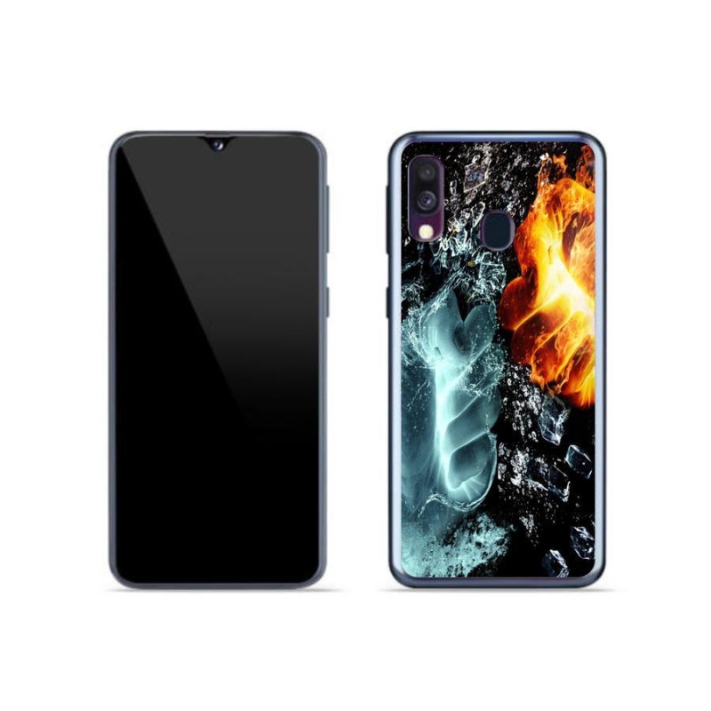 Gelový kryt mmCase na mobil Samsung Galaxy A40 - voda a oheň