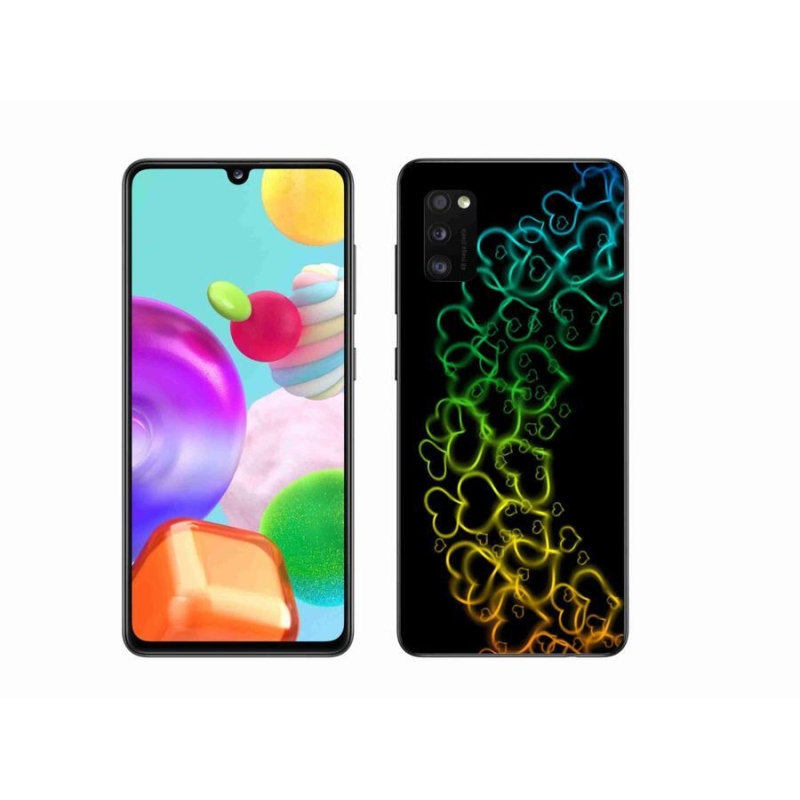 Gelový kryt mmCase na mobil Samsung Galaxy A41 - barevná srdíčka