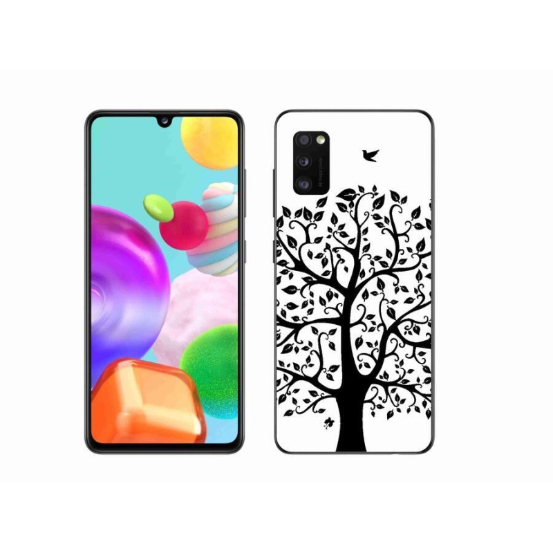 Gelový kryt mmCase na mobil Samsung Galaxy A41 - černobílý strom
