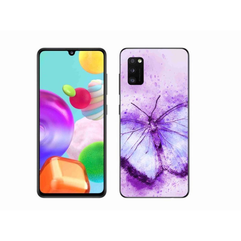 Gelový kryt mmCase na mobil Samsung Galaxy A41 - fialový motýl