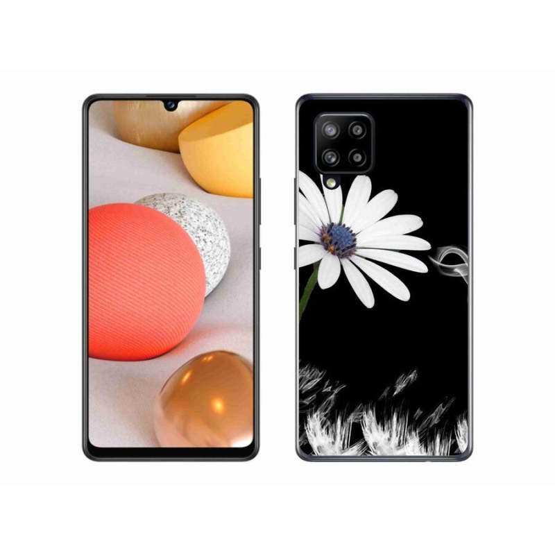 Gelový kryt mmCase na mobil Samsung Galaxy A42 5G - bílá květina