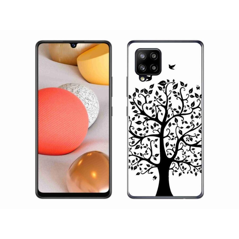 Gelový kryt mmCase na mobil Samsung Galaxy A42 5G - černobílý strom