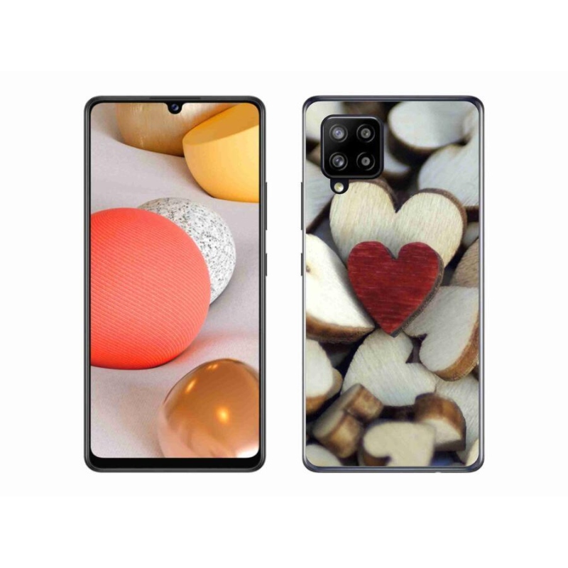 Gelový kryt mmCase na mobil Samsung Galaxy A42 5G - gravírované červené srdce