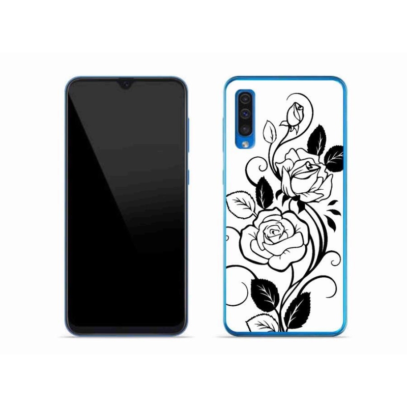 Gelový kryt mmCase na mobil Samsung Galaxy A50 - černobílá růže