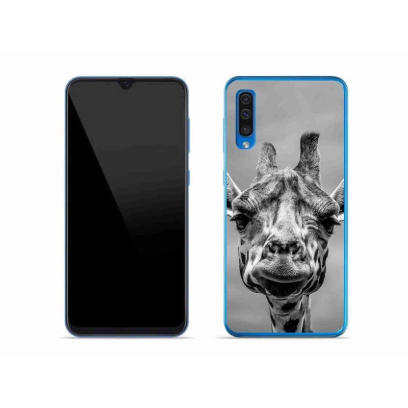 Gelový kryt mmCase na mobil Samsung Galaxy A50 - černobílá žirafa