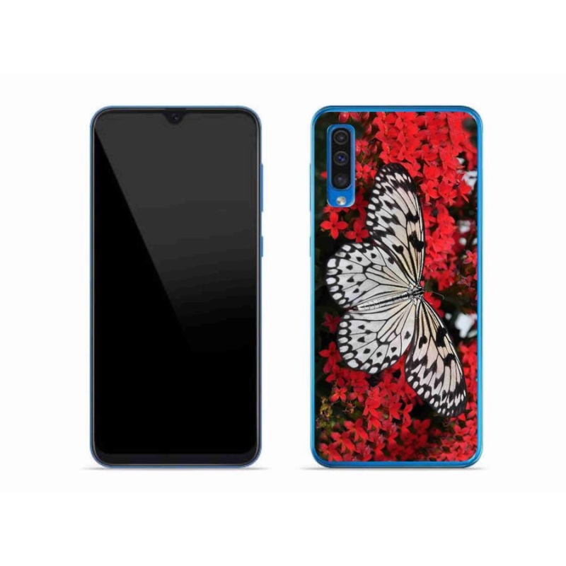 Gelový kryt mmCase na mobil Samsung Galaxy A50 - černobílý motýl 1