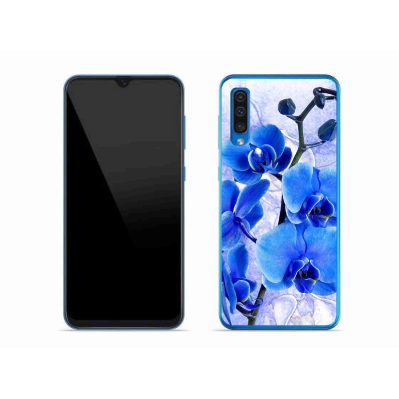Gelový kryt mmCase na mobil Samsung Galaxy A50 - modré květy