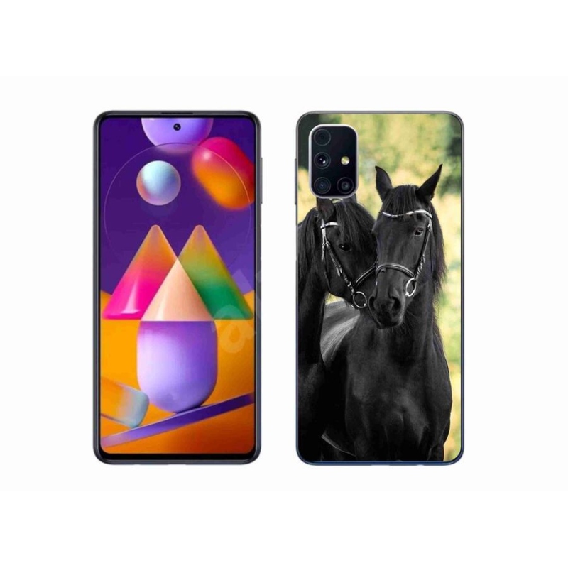 Gelový kryt mmCase na mobil Samsung Galaxy A51 5G - dva černí koně