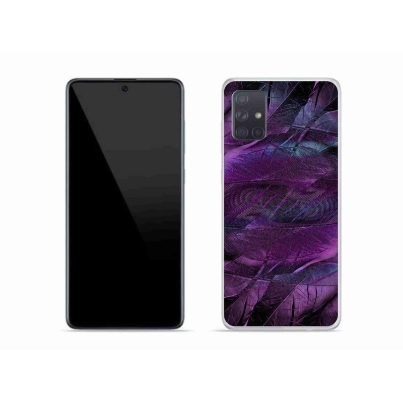 Gelový kryt mmCase na mobil Samsung Galaxy A51 - fialová pírka