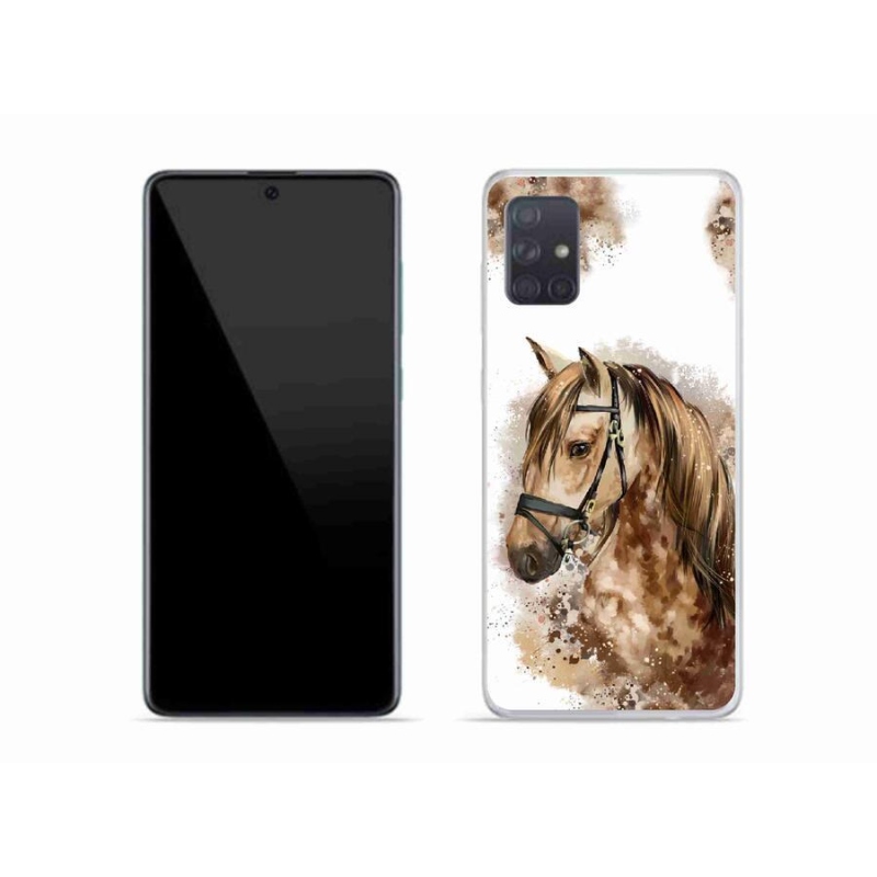 Gelový kryt mmCase na mobil Samsung Galaxy A51 - hnědý kreslený kůň