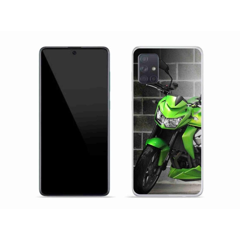 Gelový kryt mmCase na mobil Samsung Galaxy A51 - zelená motorka