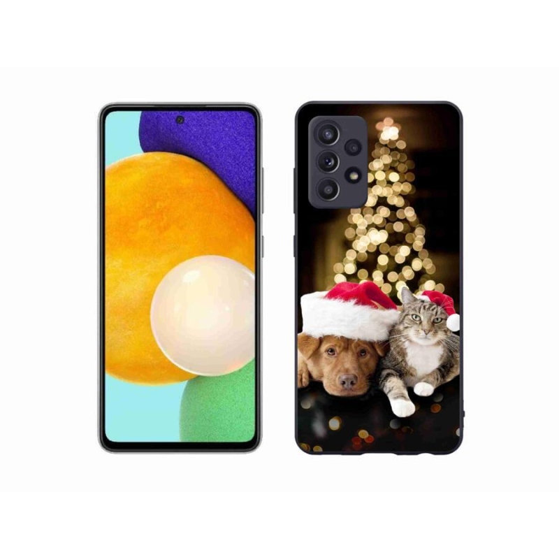 Gelový kryt mmCase na mobil Samsung Galaxy A52/A52 5G - vánoční pes a kočka