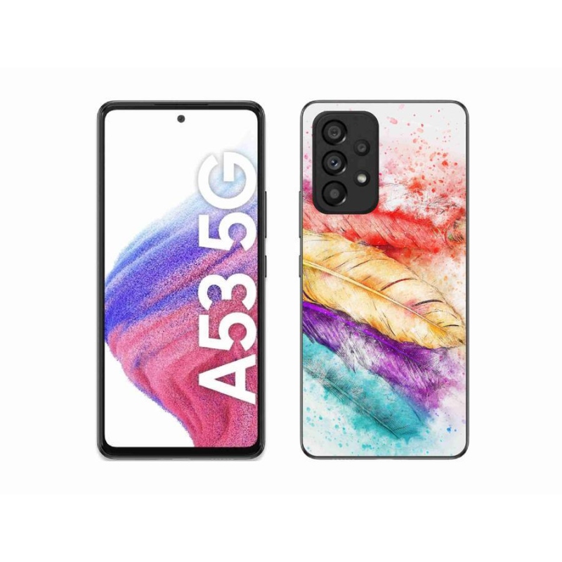 Gelový kryt mmCase na mobil Samsung Galaxy A53 5G - barevné peří