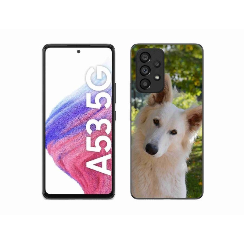 Gelový kryt mmCase na mobil Samsung Galaxy A53 5G - bílý švýcarský ovčák 1