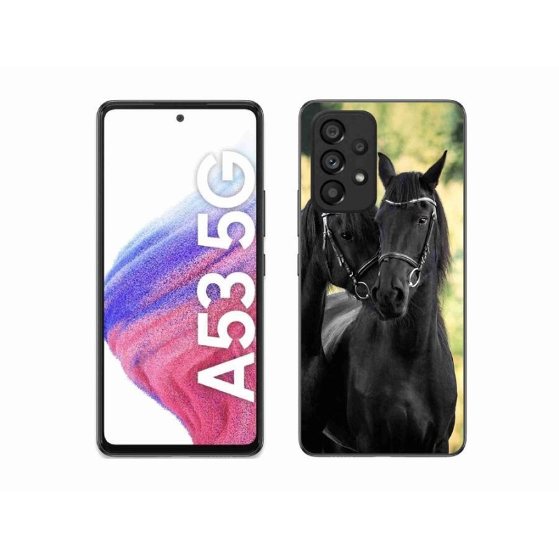 Gelový kryt mmCase na mobil Samsung Galaxy A53 5G - dva černí koně