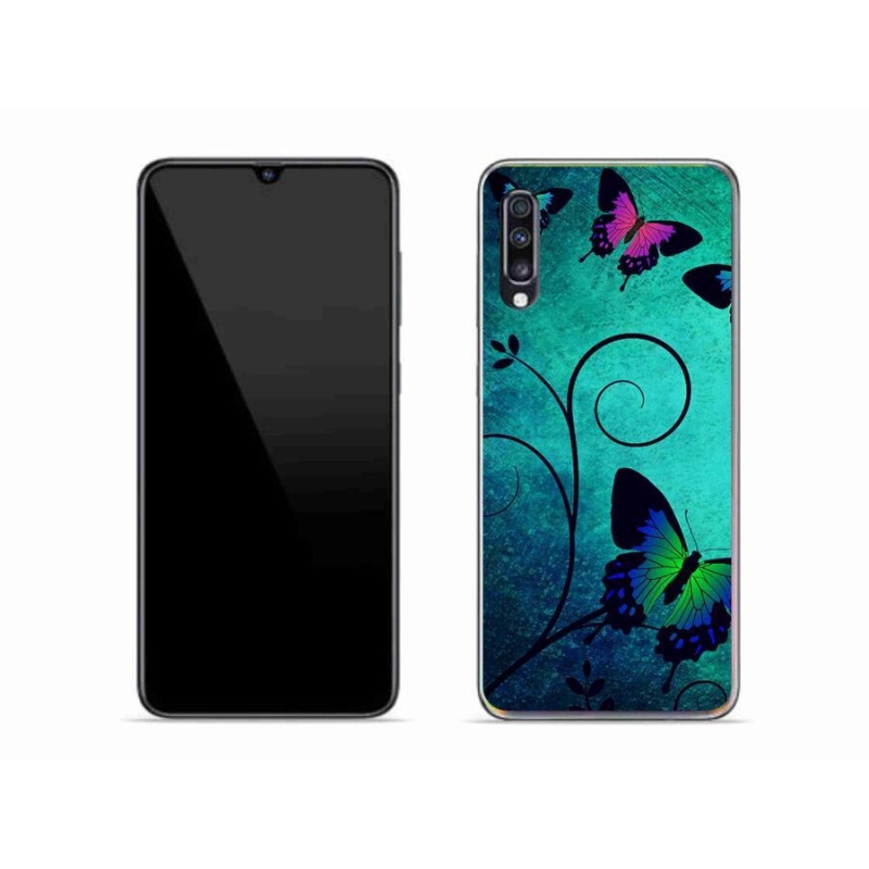 Gelový kryt mmCase na mobil Samsung Galaxy A70 - barevní motýli