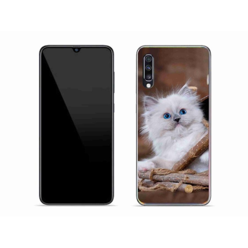 Gelový kryt mmCase na mobil Samsung Galaxy A70 - bílé kotě