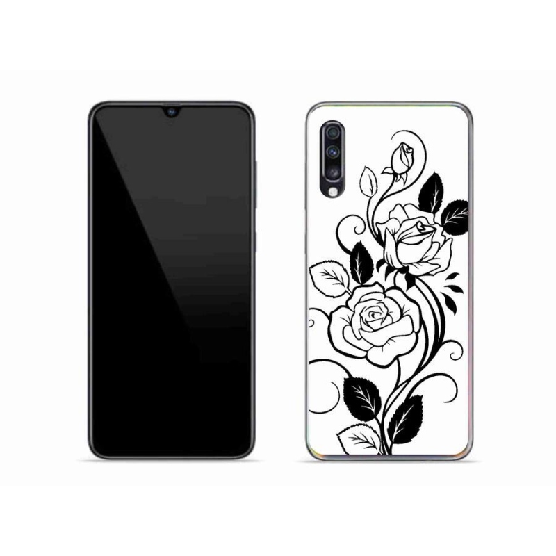 Gelový kryt mmCase na mobil Samsung Galaxy A70 - černobílá růže