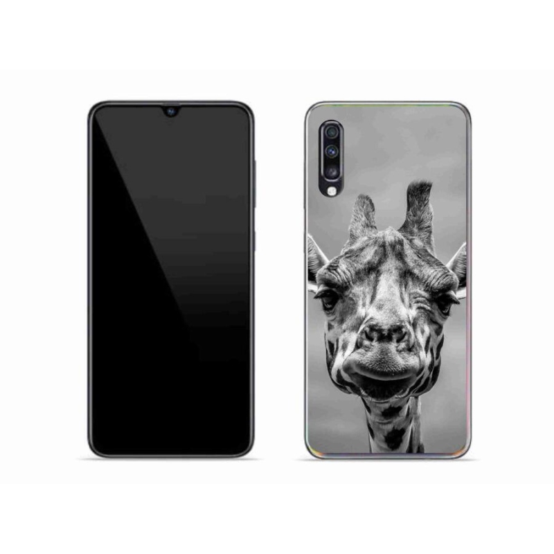 Gelový kryt mmCase na mobil Samsung Galaxy A70 - černobílá žirafa