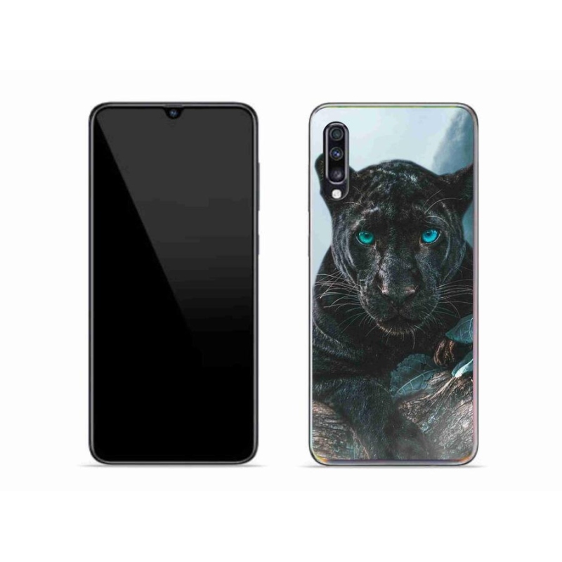 Gelový kryt mmCase na mobil Samsung Galaxy A70 - černý panter
