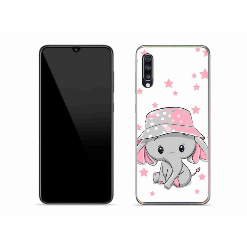 Gelový kryt mmCase na mobil Samsung Galaxy A70 - růžový slon