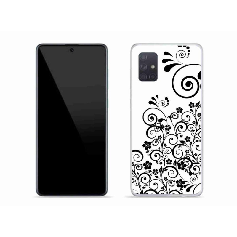 Gelový kryt mmCase na mobil Samsung Galaxy A71 - černobílé květinové vzory