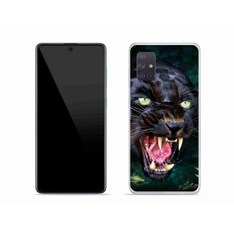 Gelový kryt mmCase na mobil Samsung Galaxy A71 - rozzuřený černý panter