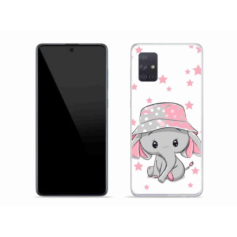 Gelový kryt mmCase na mobil Samsung Galaxy A71 - růžový slon