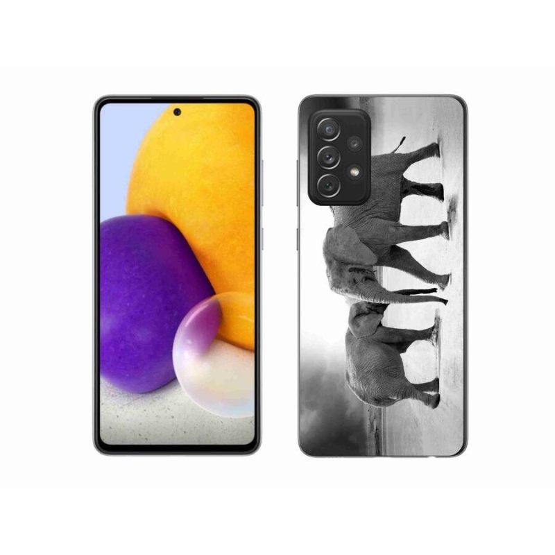 Gelový kryt mmCase na mobil Samsung Galaxy A72/A72 5G - černobílí sloni