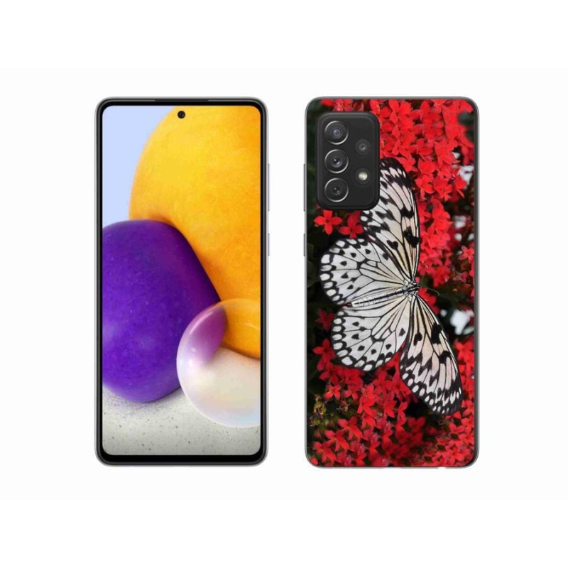 Gelový kryt mmCase na mobil Samsung Galaxy A72/A72 5G - černobílý motýl 1