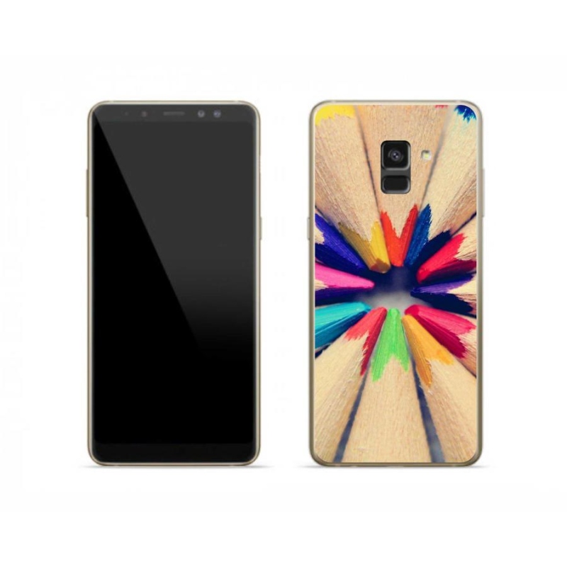 Gelový kryt mmCase na mobil Samsung Galaxy A8 (2018) - pastelky