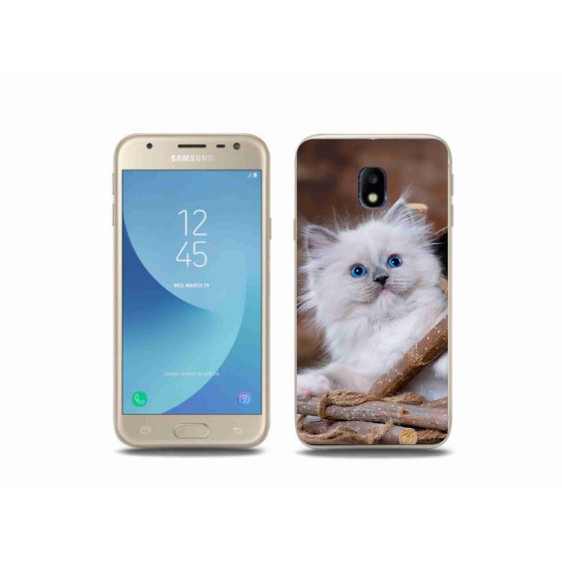 Gelový kryt mmCase na mobil Samsung Galaxy J3 (2017) - bílé kotě