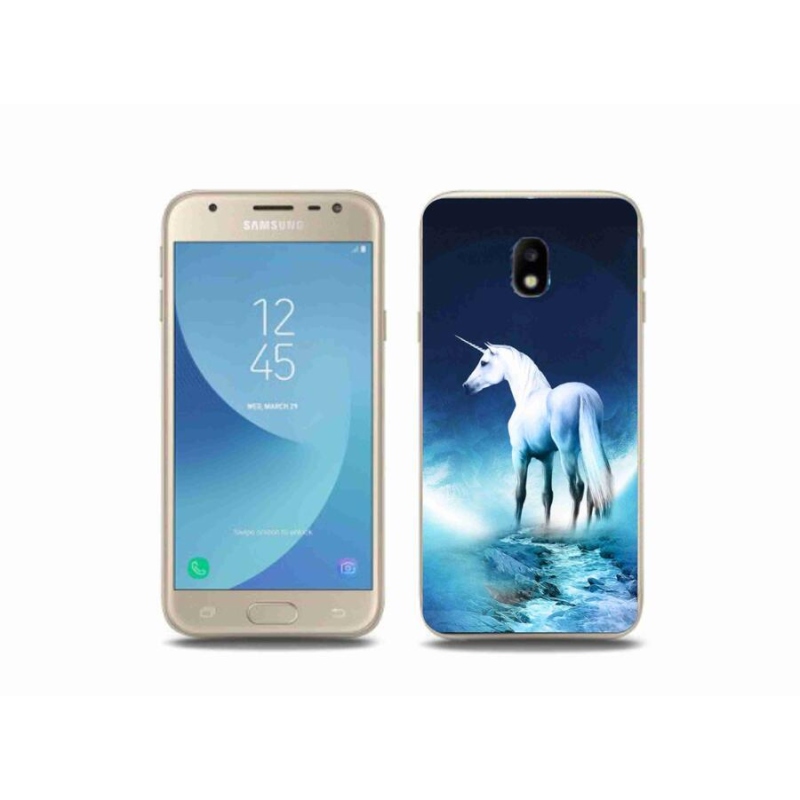 Gelový kryt mmCase na mobil Samsung Galaxy J3 (2017) - bílý jednorožec