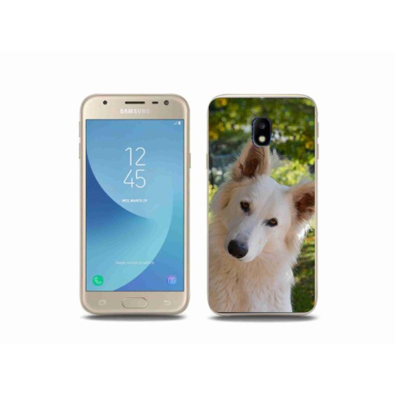 Gelový kryt mmCase na mobil Samsung Galaxy J3 (2017) - bílý švýcarský ovčák 1