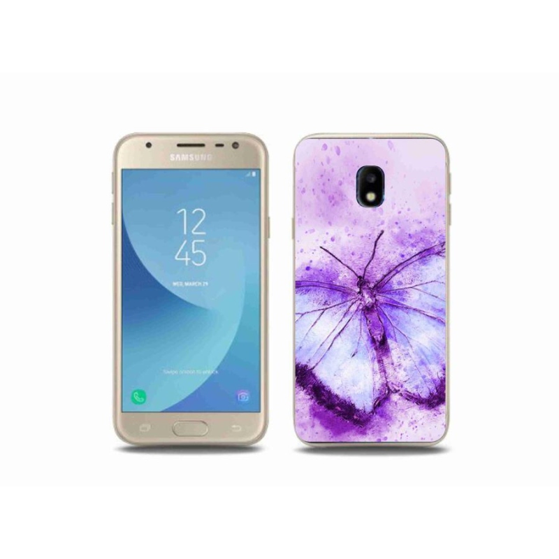 Gelový kryt mmCase na mobil Samsung Galaxy J3 (2017) - fialový motýl